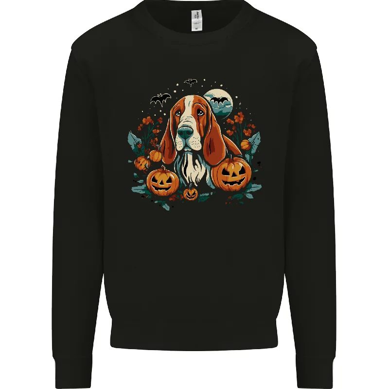 Special Promotion athletic casual sweatshirtBasset Dog With Pumpkins Halloween Mens Sweatshirt Jumper Special Promotion athletic casual sweatshirtBasset Dog With Pumpkins Halloween Mens Sweatshirt Jumper