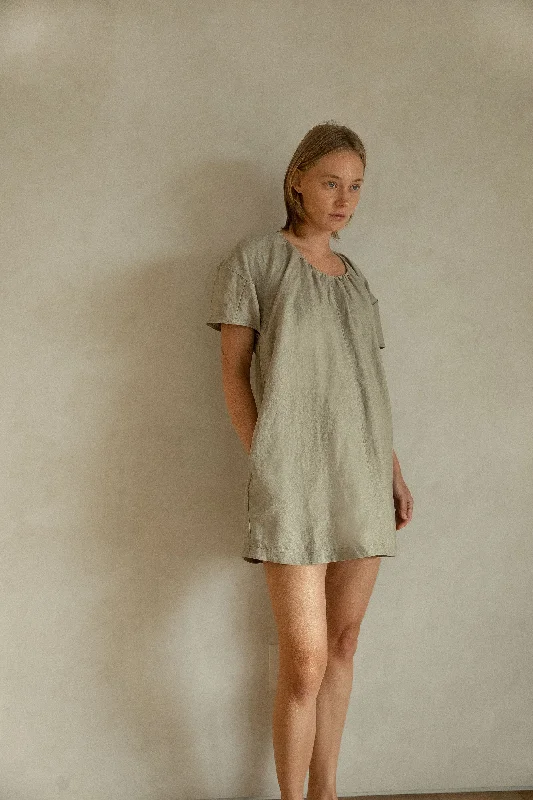 Blowout Deals chic slip dress100% LINEN BOXY MINI DRESS