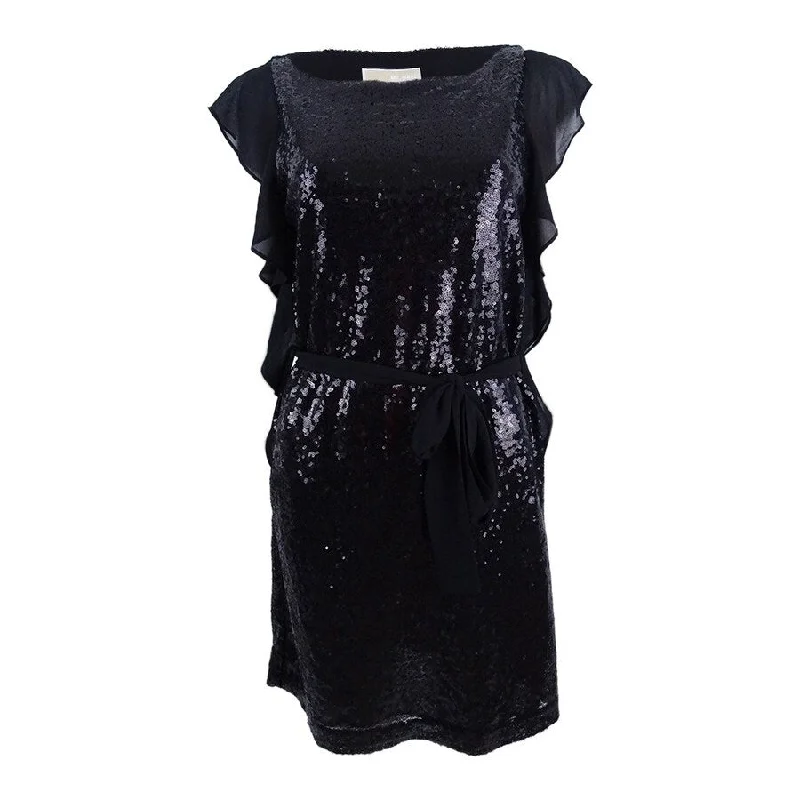 Bargain Bin summer floral dressMichael Kors Women's Ruffled-Sleeve Sequined Dress