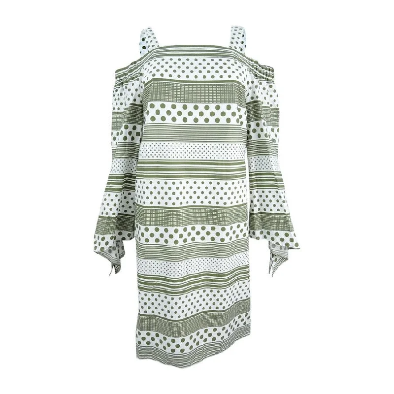 Sneak Peek Sale oversized dressNine West Women's Printed Cold-Shoulder Dress