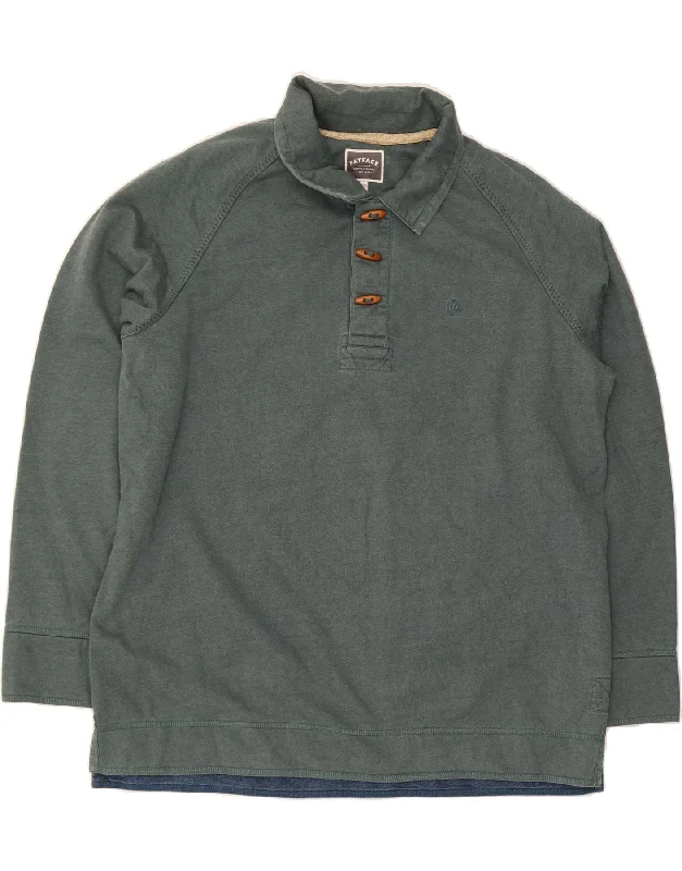 New Deals FAT FACE Mens Polo Neck Sweatshirt Jumper 2XL Grey Cotton