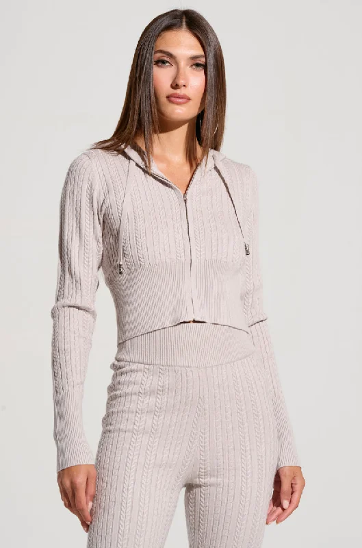 Closeout DREAM GIRL KNIT ZIP UP IN GREY