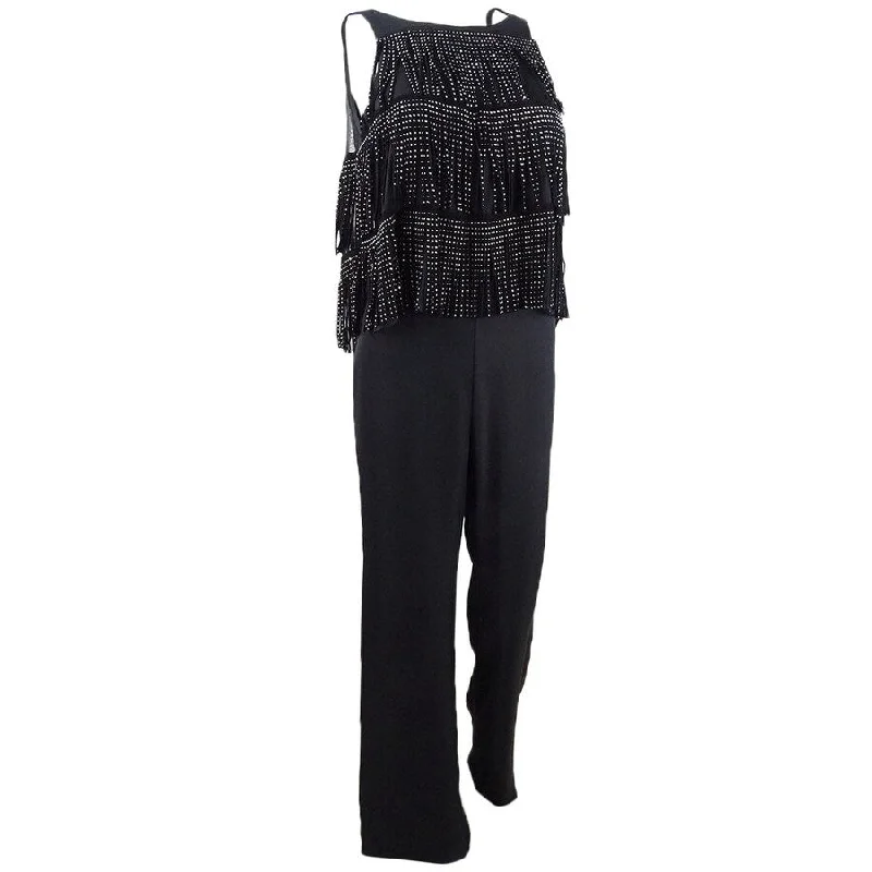 Final Clearance oversized dressSHO Women's Fringe-Trim Jumpsuit