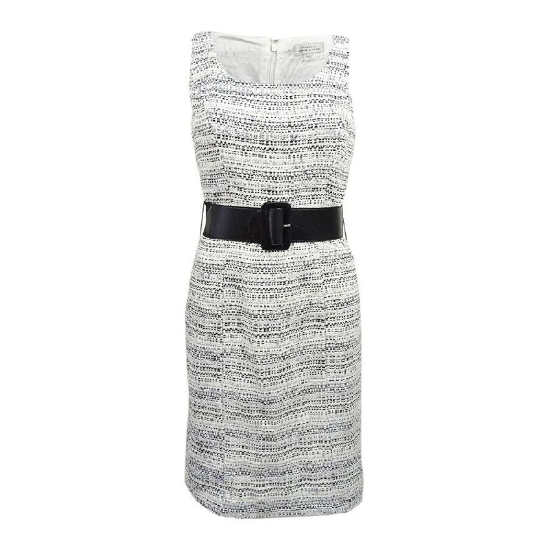 Flash Sale winter dressTahari ASL Women's Belted Boucle Sheath Dress