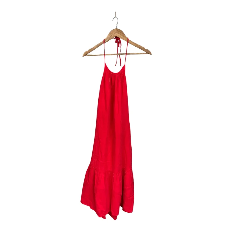 Deep Discounts comfy dressDress Casual Midi By Loft In Red, Size: S