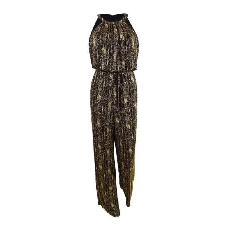 Price Reduction romantic dressCalvin Klein Women's Tie-Front Glitter Jumpsuit