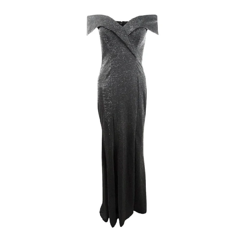 Closeout Sale wool dressXscape Women's Off-The-Shoulder Glitter Gown (4, Black/Silver) Closeout Sale wool dressXscape Women's Off-The-Shoulder Glitter Gown (4, Black/Silver)