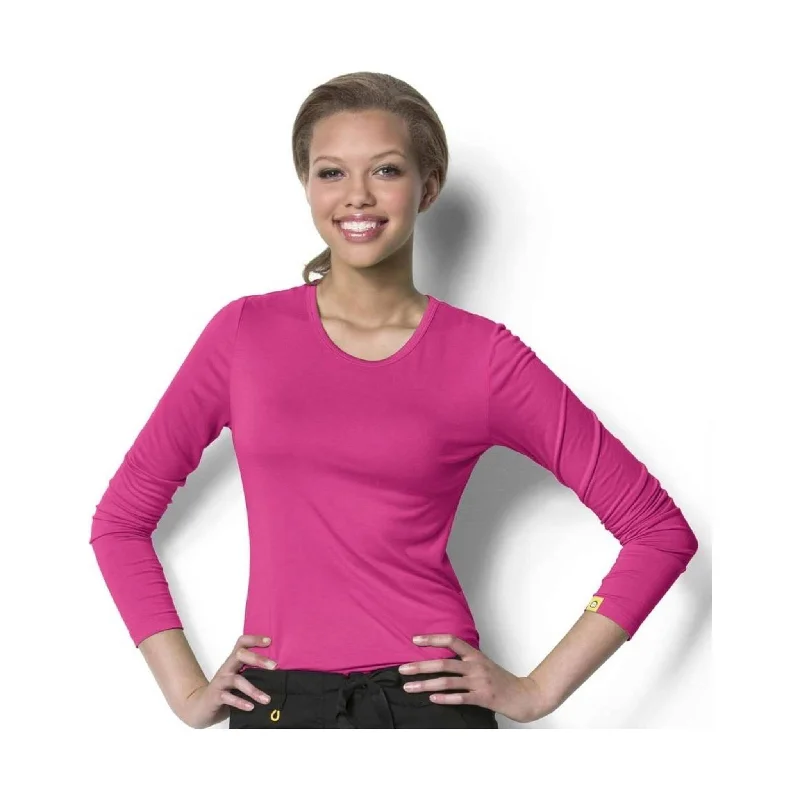 Super Sale WonderWink Women's Silky Long Sleeve Tee - Hot Pink