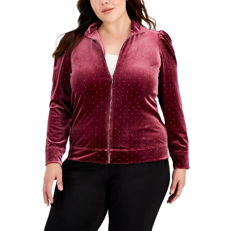 Weekend Deal Anne Klein Womens Plus Velour Embellished Sweatshirt