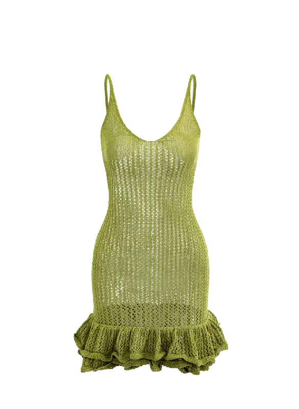 Midnight Sale relaxed fit dressA&A Green Knit Ruffle Mini Dress