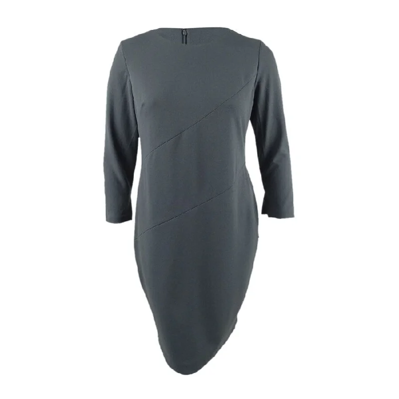 Savings Alert ashionable dressCalvin Klein Women's Diagonal-Seam Sheath Dress (16, Charcoal)