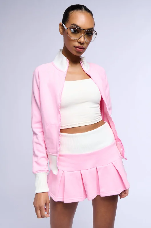 Buy More, Save More CALL ME BABY ZIP UP SWEATSHIRT IN PINK