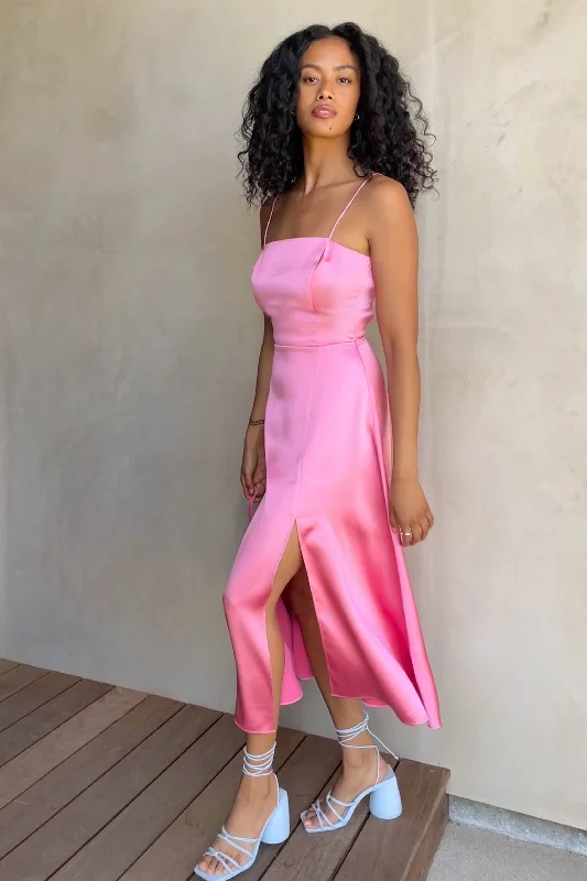 Members Only flowy evening dressSQUARE NECK OPEN BACK DRESS