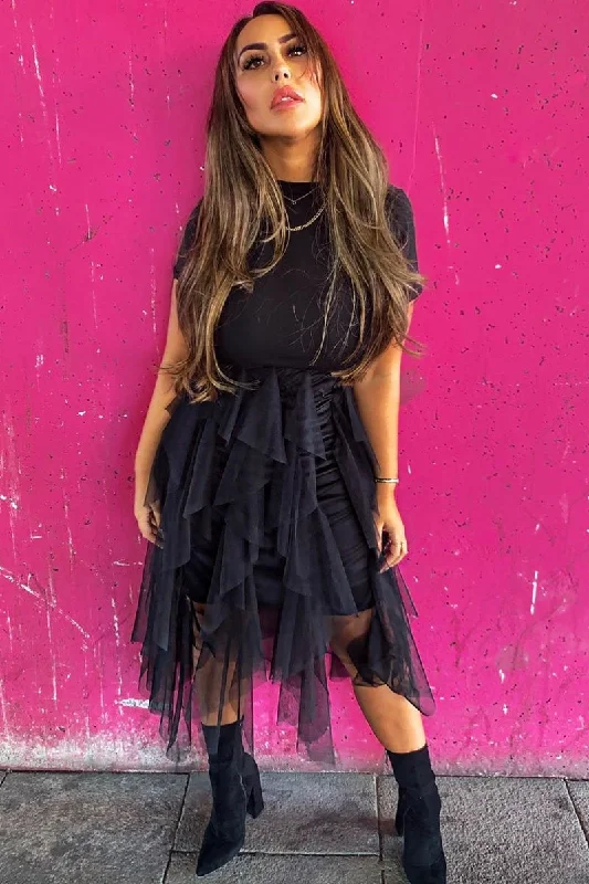 Price Smash chic shift dressBlack Top Black Tulle Skirt Dress - Pola