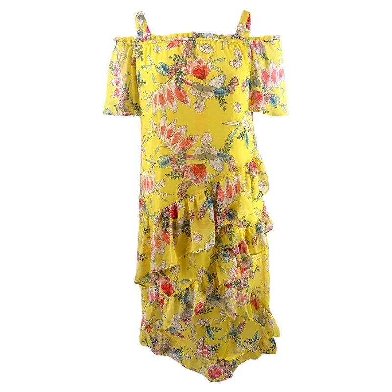 Weekend Flash Sale lace-up dressNY Collection Women's Off-The-Shoulder Tulip-Hem Dress (L, Lemon Dovegarden)