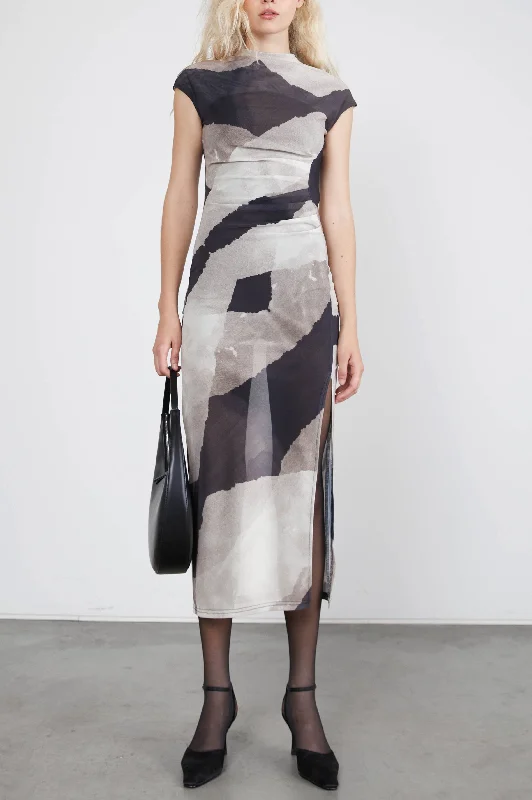Online Only cocktail party dressMAXI DRESS WITH ABSTRACT PRINT