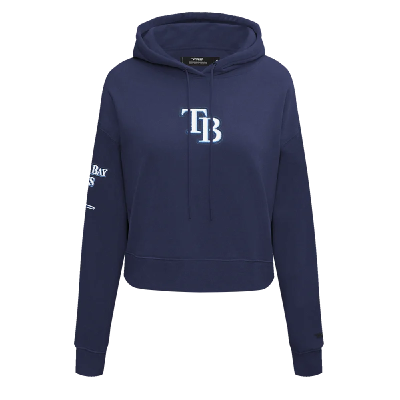 Deal Dash MLB TAMPA BAY RAYS CLASSIC WOMEN'S FLC CROPPED PO HOODIE (MIDNIGHT NAVY)