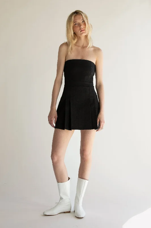 Act Now ashionable dressTUBE TOP MINI PLEATED DRESS