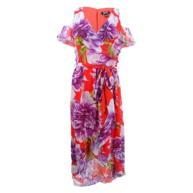 Mega Deal boho-chic dressSL Fashions Women's Ruffled Cold-Shoulder Faux-Wrap Dress