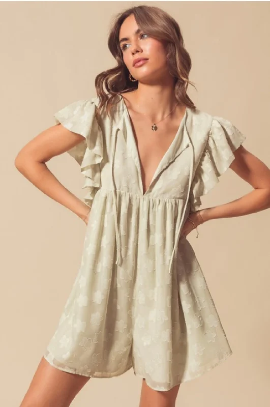 Take Advantage pleated maxi dressFloral Flutter Sleeve Romper