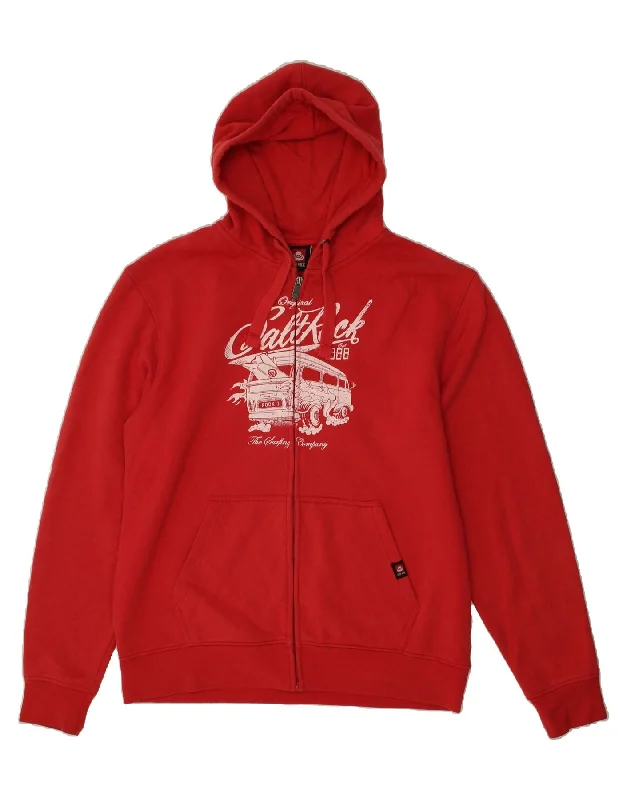 Clearance Items SALTROCK Mens Graphic Zip Hoodie Sweater XL Red Cotton