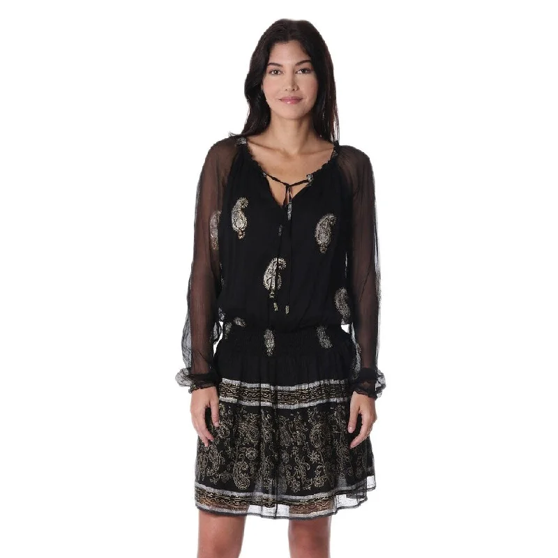 Savings Alert minimalistic dressHandmade Paisley Midnight Viscose A-Line Dress (India)