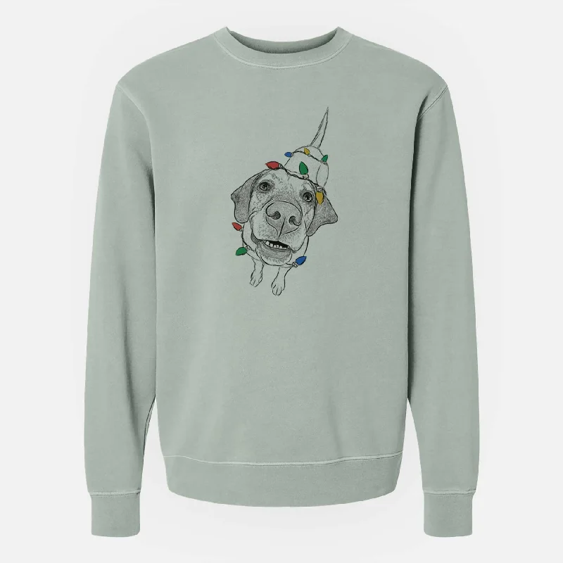Deal of the Day athletic style hoodieChristmas Lights Oquirrh the Vizsla - Unisex Pigment Dyed Crew Sweatshirt