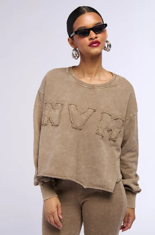 Savings Event NEVER MIND BABE CROPPED MINERAL WASH SWEATSHIRT