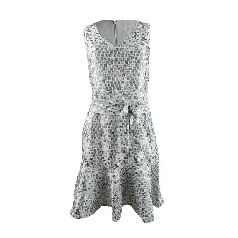 The Best Prices knit dressN Natori Women's Mosaic Tile Obi Belt Ruffle Dress