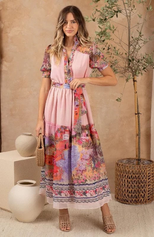 Don't Wait winter dressThe Fenella Button Front Midi Dress (Pink)
