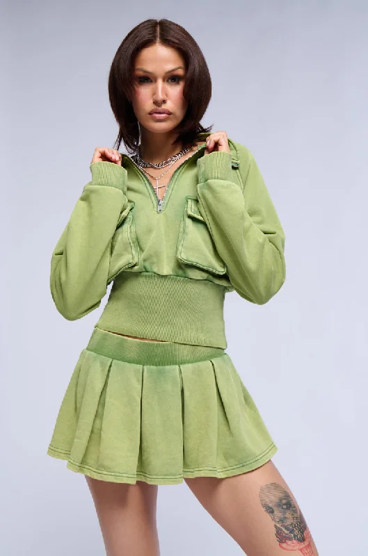 Act Now EVERGREEN MINERAL WASH ZIP UP SWEATSHIRT