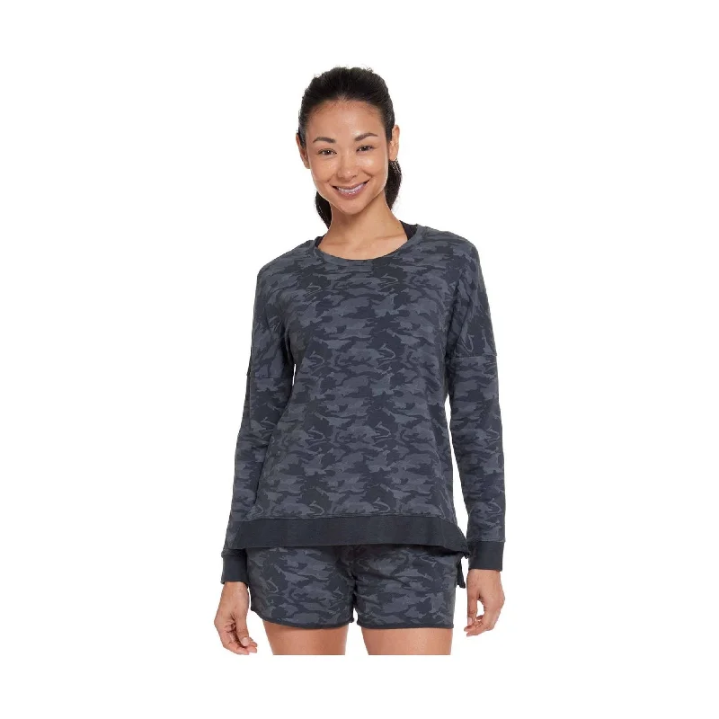 Flash Deals Tasc Women's Riverwalk French Terry Casual Sweatshirt - Gunmetal Camo - ONLINE STORE CREDIT/EXCHANGE ONLY Flash Deals Tasc Women's Riverwalk French Terry Casual Sweatshirt - Gunmetal Camo - ONLINE STORE CREDIT/EXCHANGE ONLY