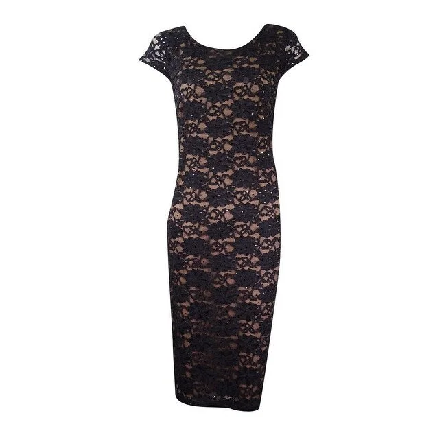 Savings Alert off-shoulder dressConnected Women's Lace Cowl-Back Sheath Dress