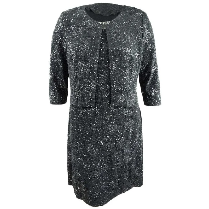 TIME-Limited Offer ashionable dressAlex Evenings Women's Jacquard-Knit Dress & Jacket (16, Smoke)