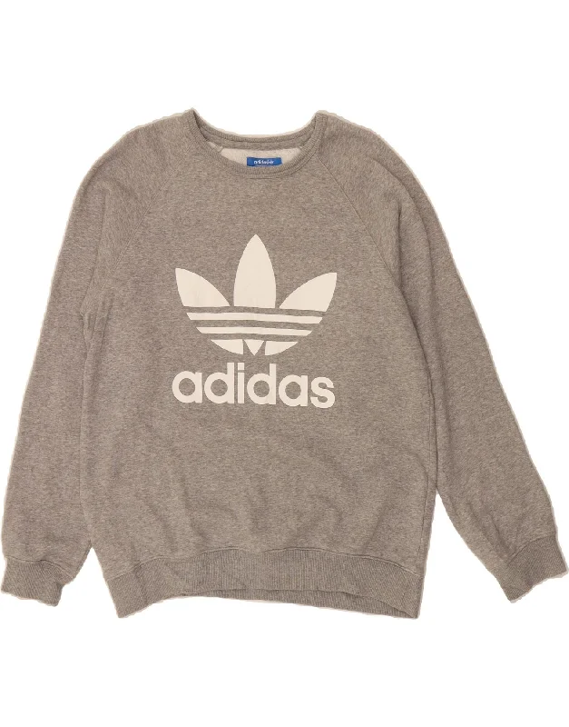 Savings Bonanza ADIDAS Mens Graphic Sweatshirt Jumper Medium Grey Cotton