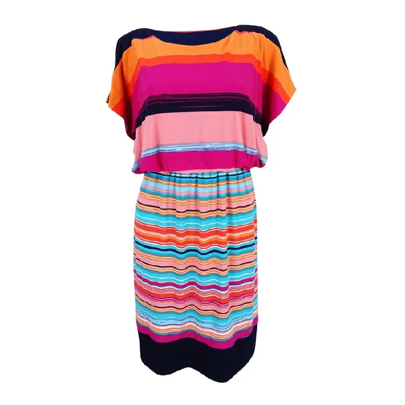 Online Only puff sleeve dressSangria Women's Striped Tie-Waist Blouson Dress