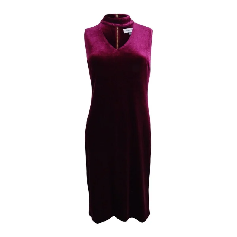 Final Markdown wrap-around dressCalvin Klein Women's Velvet Choker Sheath Dress