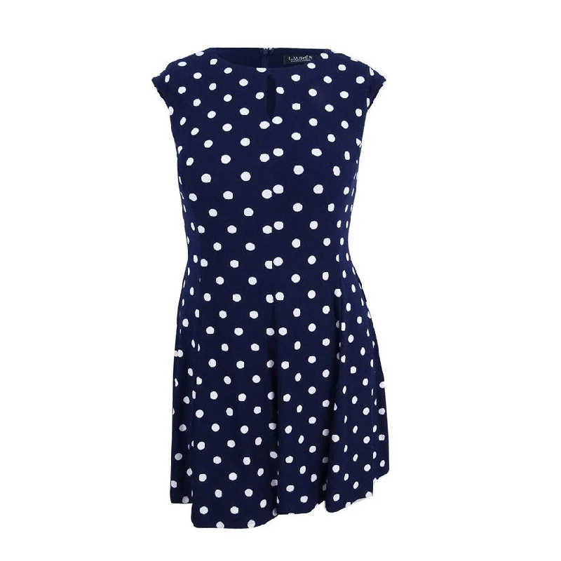 Closeout Sale party-ready dressLauren by Ralph Lauren Women's Polka Dot Jersey Dress Closeout Sale party-ready dressLauren by Ralph Lauren Women's Polka Dot Jersey Dress