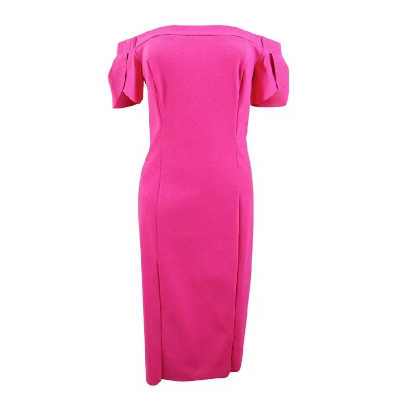 Major Savings silk dressAlex Evenings Women's Off-The-Shoulder Sheath Dress (8, Fuchsia)