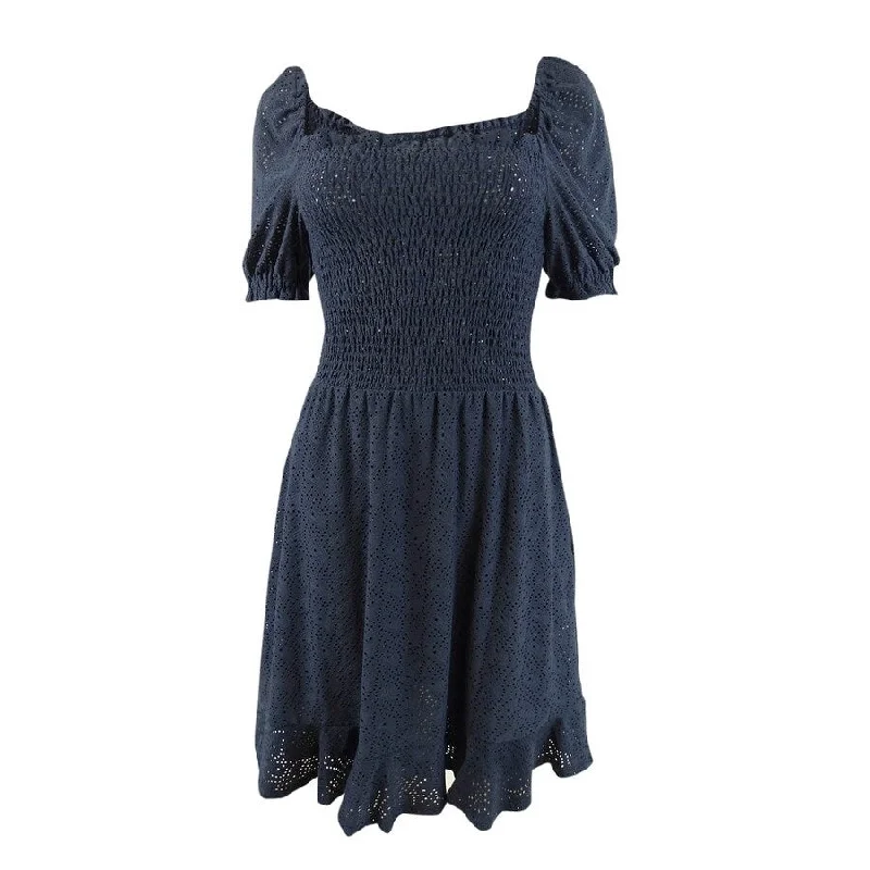 Instant Discount evening dressMICHAEL Michael Kors Women's Eyelet Smocked Peasant Dress (M, Navy) Instant Discount evening dressMICHAEL Michael Kors Women's Eyelet Smocked Peasant Dress (M, Navy)