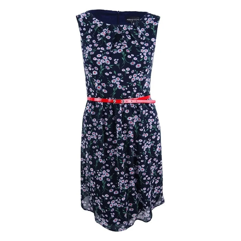 Value Deals velvet dressConnected Women's Printed Belted Chiffon Dress