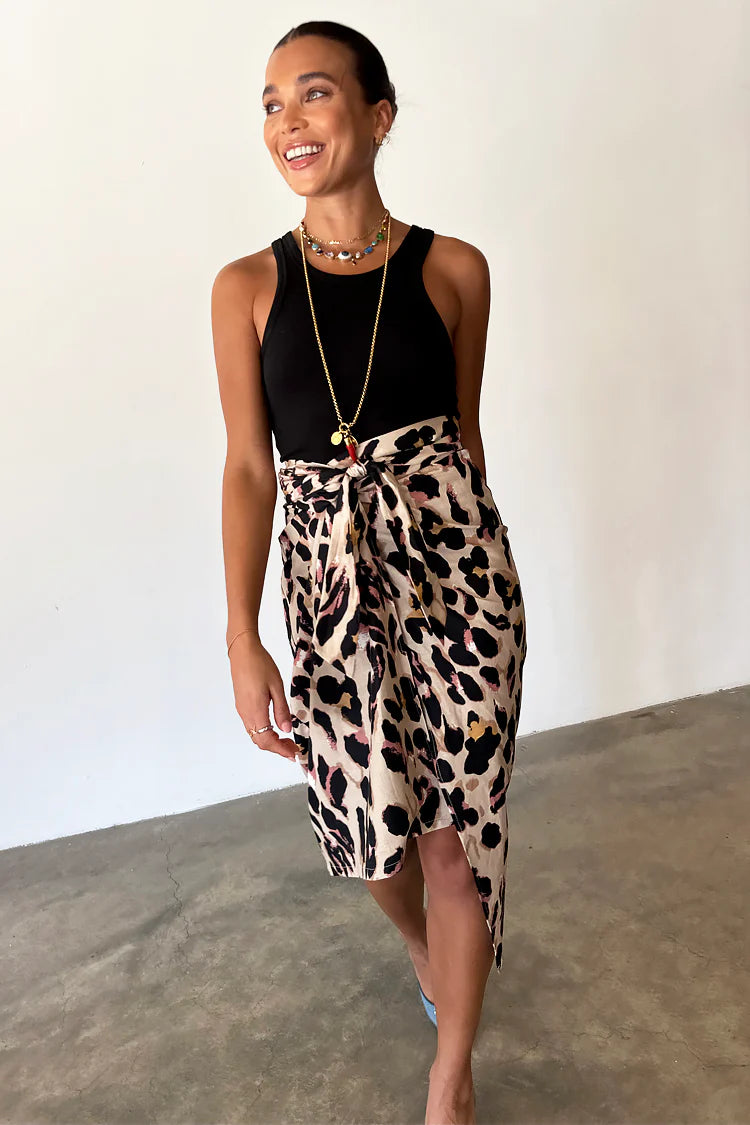 Best Deals summer floral dressJaspre Wrap Skirt (Leopard)