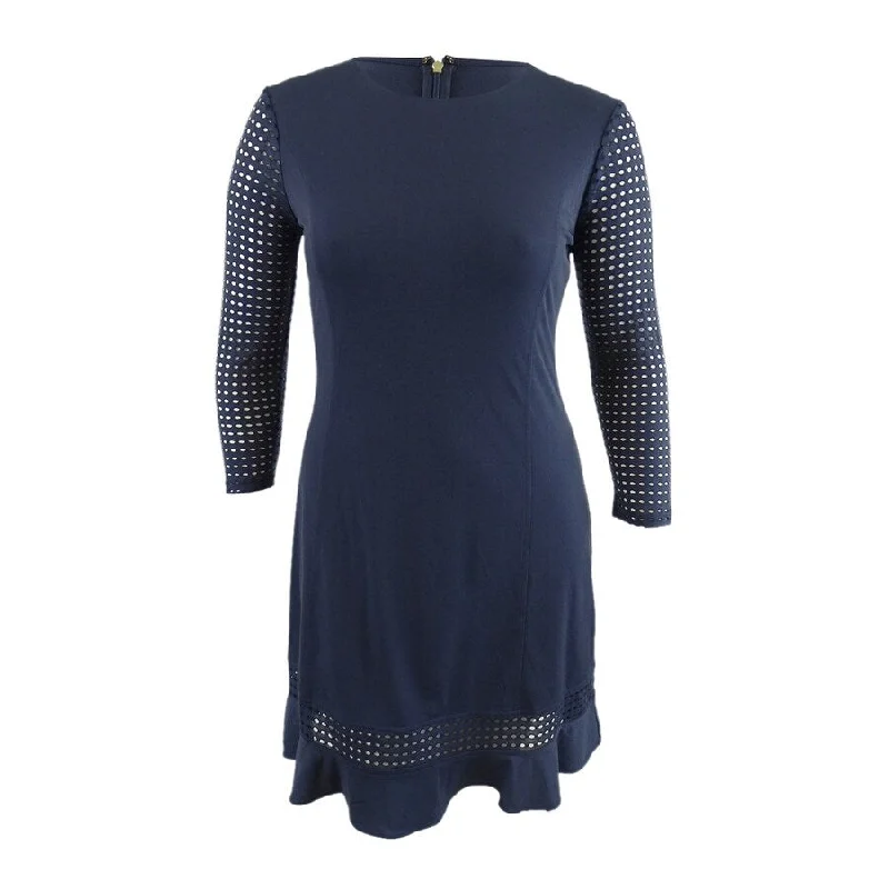 Overstock denim dressMICHAEL Michael Kors Women's Mesh-Sleeve Ruffle-Hem Dress (L, Navy) Overstock denim dressMICHAEL Michael Kors Women's Mesh-Sleeve Ruffle-Hem Dress (L, Navy)