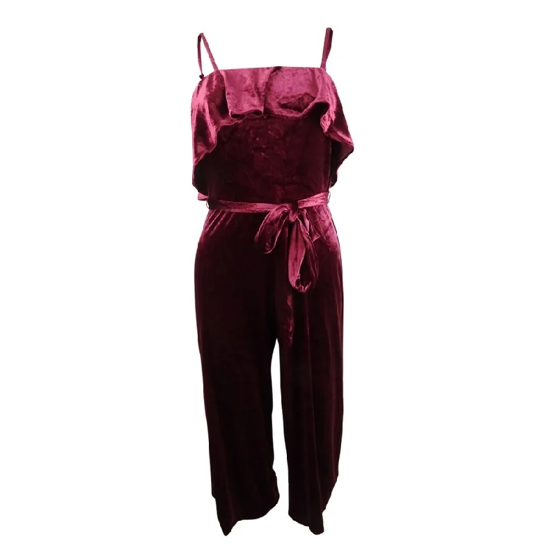 Discount Mania silk dressAvec Les Filles Women's Velvet Ruffled Jumpsuit
