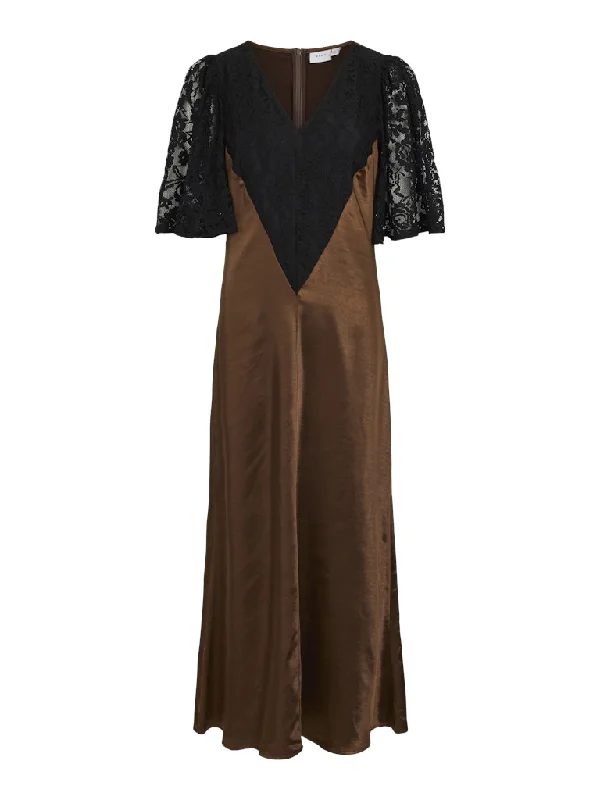 Take Advantage statement dressKabi Lace Detail Midi Dress (Coffee Bean/Black)