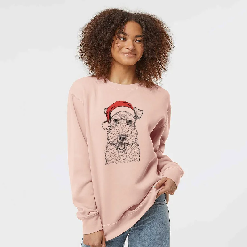 Limited Quantity smooth fit athletic sweatshirtSanta Ted the Wire Fox Terrier - Unisex Pigment Dyed Crew Sweatshirt Limited Quantity smooth fit athletic sweatshirtSanta Ted the Wire Fox Terrier - Unisex Pigment Dyed Crew Sweatshirt