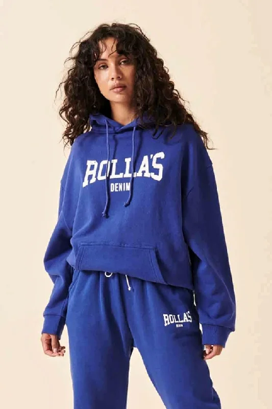 Year-End Sale ROLLAS Womens Workout Slouch Hood Sweat Electric Blue