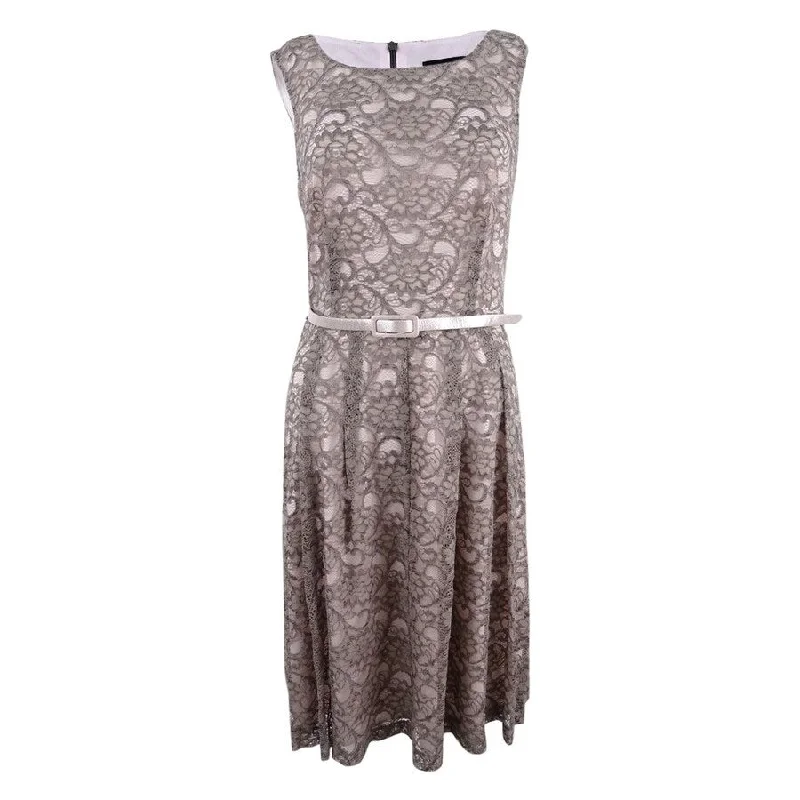 Huge Discounts pleated dressConnected Women's Floral Lace Belted A-Line Dress (6, Taupe/Pink) Huge Discounts pleated dressConnected Women's Floral Lace Belted A-Line Dress (6, Taupe/Pink)