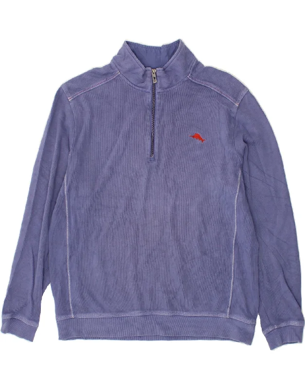 Epic Deals TOMMY BAHAMA Mens Zip Neck Sweatshirt Jumper Large Blue Cotton