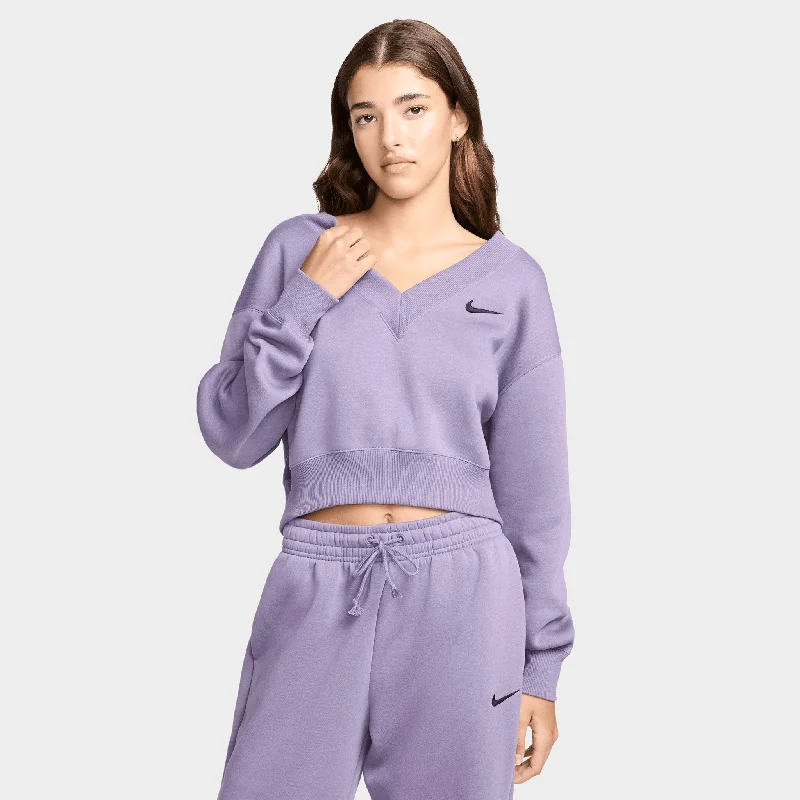 Huge Discounts Nike Sportswear Women's Phoenix Fleece Cropped V-Neck Top Daybreak / Black